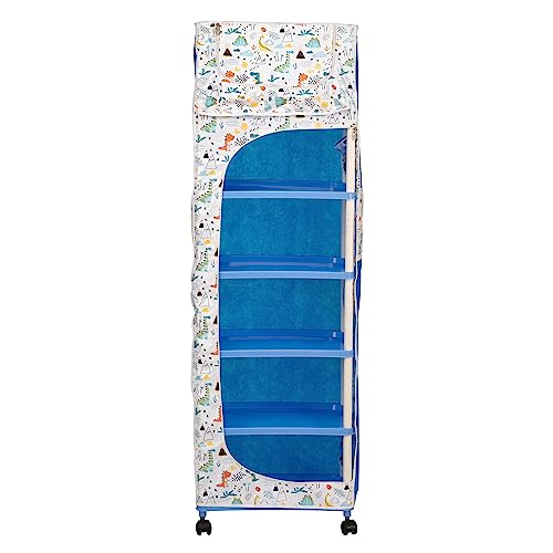 Image of Homdox Kids Plastic Wardrobe Rack with Removable Fabric Cover | Baby Clothes Organizer & Storage Cabinet | Plastic Almirah /Cupboard for Kids Clothes & Toys | Lightweight Multipurpose Storage Rack