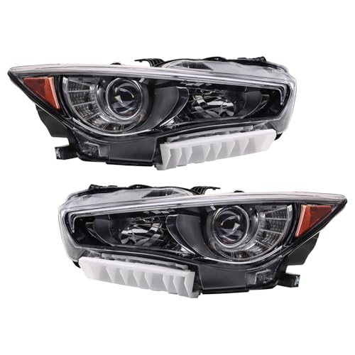 Image of TRQ Headlight Assembly Set Driver & Passenger Side IN2502179 IN2503179 Compatible with 2018-2023 Infiniti Q50