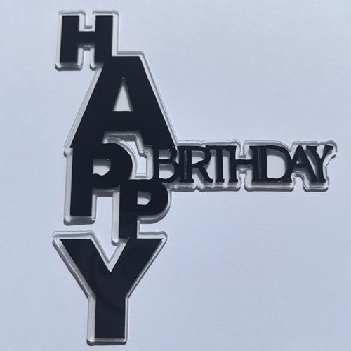 Modern Geometric Happy Birthday Acrylic Cake Topper(BL-HBCROSS)