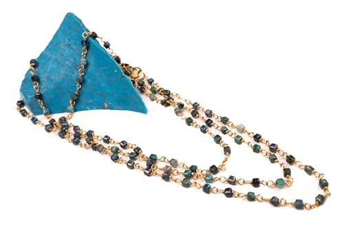 Oppy's Chrysocolla square cube shape Wire Wrapped handmade gold gold Necklace, choker, layering, Holiday Gift, 14