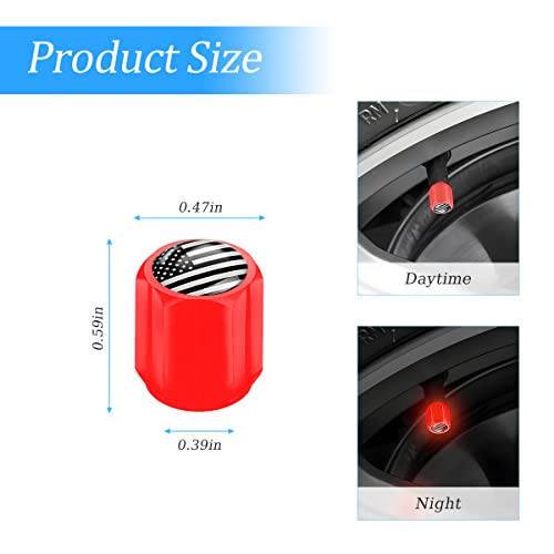 image for AUKEPO 12PCS Luminous Car Tire Valve Stem Caps, American Flag Valve St