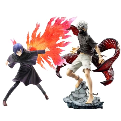 Szchxin Lot de 2 figurines d'anime Kaneki Ken Kirishima Tōka - Figurine d'action Anime Merch - Statue de manga - Sculpture de table - Figurine de scène - Ornement