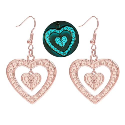 Boucles d'oreilles phosphorescentes cœur en argent, le cadeau idéal pour elle
