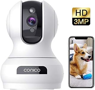 Wireless Security Camera 1536P Pet Camera, CONICO 3MP Dog Cam Baby Monitor 360°