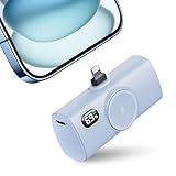 Lightweight Battery Charger for Lightning Phones, Ultra-compact 5000mah Power Bank Portable Charger Compatible with iPhone 14/13/12 mini, Pocekt--Sized Portable External Battery Pack for iPad-Blue