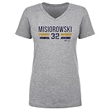 500 LEVEL Jacob Misiorowski Milwaukee Font Women's V-Neck T-Shirt (Heather Gray, Medium)