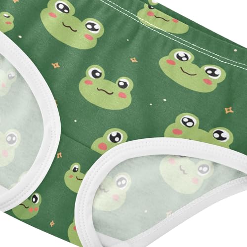 Wusikd Cute Frogs Face Girls' Underwear Cotton Green Girls Briefs Soft Toddler Underwear 2T4
