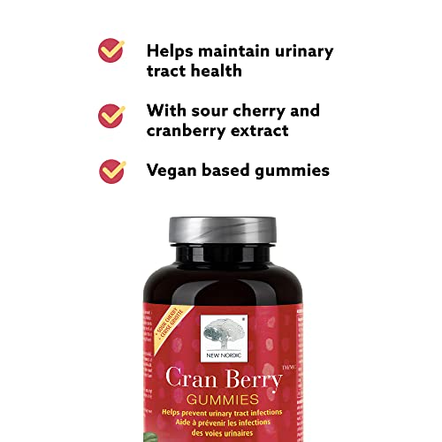 New Nordic Cran Berry Gummies - Gluten-Free, Dairy-Free Herbal Supplement to Support Urinary Tract & Bladder Health - Contains Sour Cherry & Cranberry Extracts - 60 Vegan Gummies (Pack of 3) - Image 3