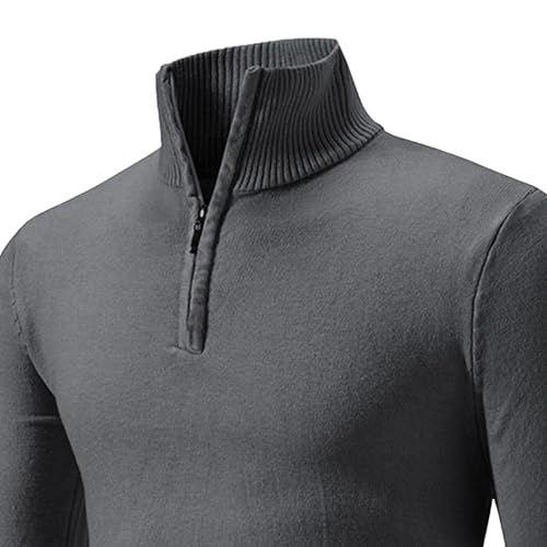 Maiyifu-GJ Men's Slim Fit Mock Neck Pullover Sweaters Quarter Zip Sweater Casual Lightweight Long Sleeve Knitted Sweaters2