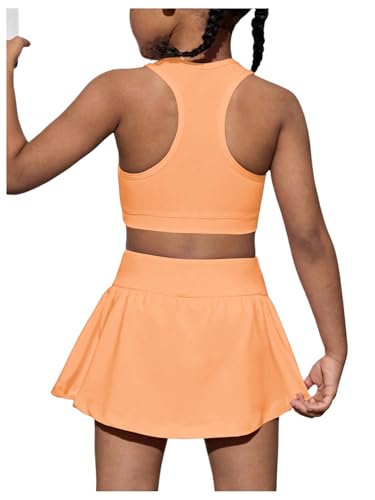 Image of SOLY HUX Toddler Girl's 2 Piece Workout Outfits Lightweight Crop Tank Tops and Skort Athletic Set