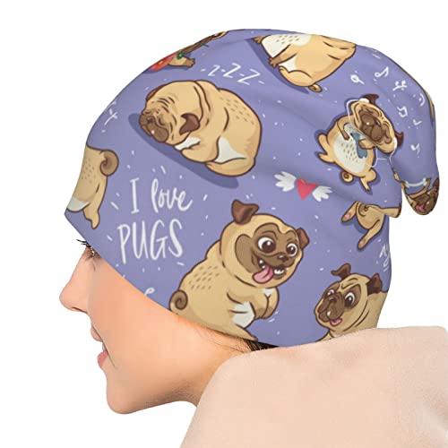 Cute Pug Dog Beanie Chemo Hat Cancer Headwear Knitted Hats Baggy Slouchy Scarf Skull Cap For Adult Women Men Gifts #TOP4