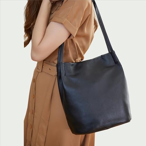 Image of Iswee Soft Leather Tote Bucket Bag Hobo Shoulder Purse and Handbags Women | Large Size Roomy Pocketbooks Ladies Bag Everyday Bag Casual Work Travel Designer Hand Bag