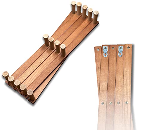 Mercurial Trade Expandable Large Wooden Coat Rack Hanger – Accordion Wall Mounted Pine Wood Hooks – Hand Made Modern Expending Pegs – Hang Coat, Jacket, Hat, Towel - 14 Hooks, Large, Cream Walnut #TOP5