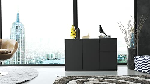 Vladon Kommode Sideboard Ben V3 | In Schwarz Matt | 117 x 74 x 36 cm - B01H705UCS Vladon Kommode Sideboard Ben V3 | In Schwarz Matt | 117 x 74 x 36 cm