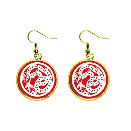 Pendientes de serpiente del zodiaco chino en filigrana dorada para mujer