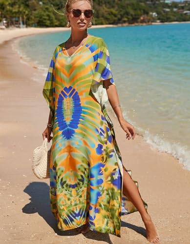 Image of NFVNKJ Women's Plus Size Beach Lounge Kaftan Maxi Dress Swimsuit Coverup for Women