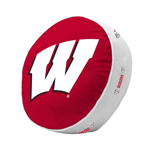Logo Brands Wisconsin Badgers White Trim Puff Pillow