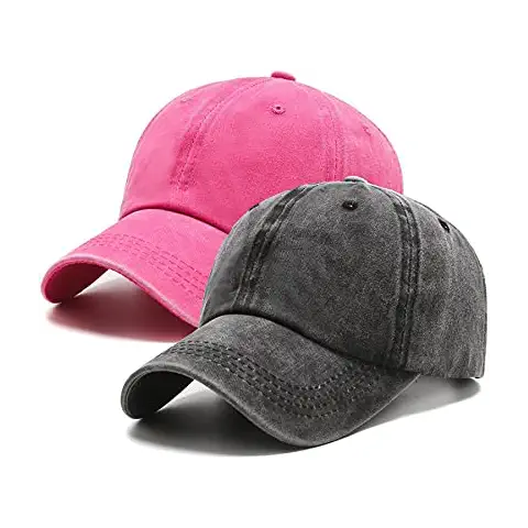 PFFY Paquete de 2 gorras de béisbol desgastadas vintage para papá y mujer Cover