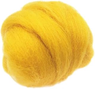 3xHandmade 10g Wool Roving Fibre for Needle Felting Materials Yellow | Needlecrafts & Yarn | Spinning & Felting | Roving Wool & Fibers