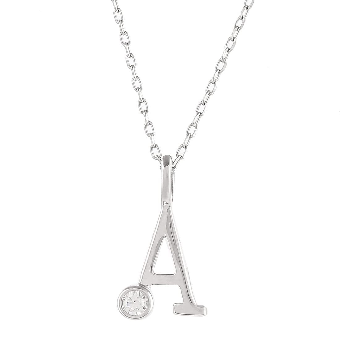 Alphabet A Round Cut CZ Pendant-image-5