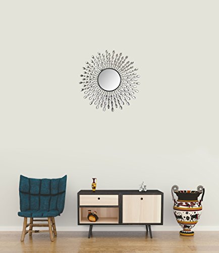 Lulu Decor, 23.50" Crystal Drop Wall Mirror, 9" Round Beveled Mirror Handmade For Living Room & Bedroom #TOP5