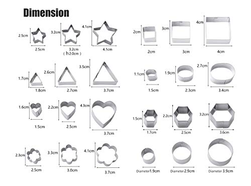 Small Cookie Cutters Set, Ofone 24 Pcs Stainless Steel Geometric Shapes Fondant Cutter Including Star Square Triangle Oval Circle Hexagon Flower Heart Mini Metal Cake Molds For Clay Baking Biscuit #TOP4