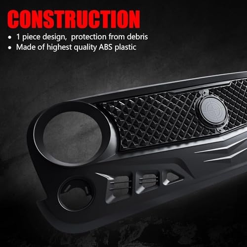 DKMGHT Front Grill with Mesh Matte Black Grille For Jeep Wrangler 2007-2018 Rubicon Sahara Sport JK JKU (Siege) by DKMGHT - Image 3