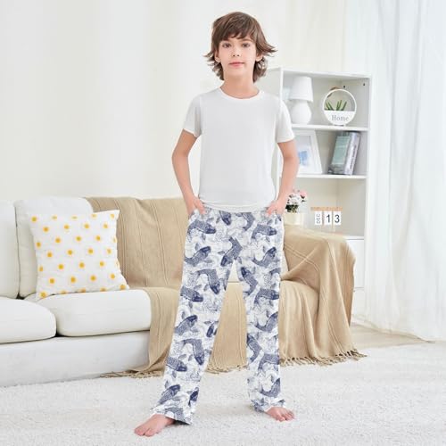 ZZXXB Carp Fish Boys Long Pants Soft Trousers Elastic Waist Kids Lounge Bottoms with Pockets S-XL 5