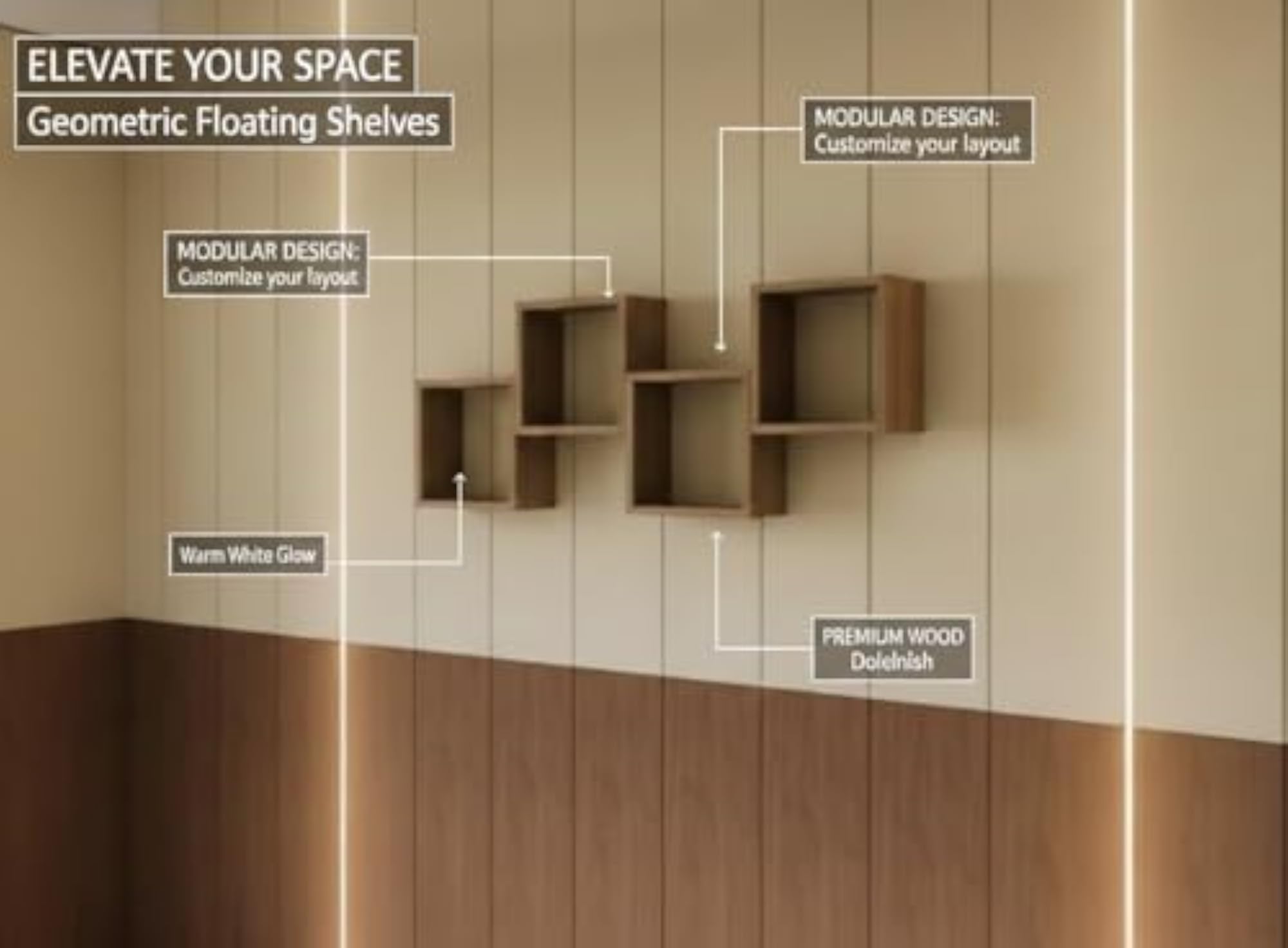Cream Grain Stylish Wall Decor Unit for Storage