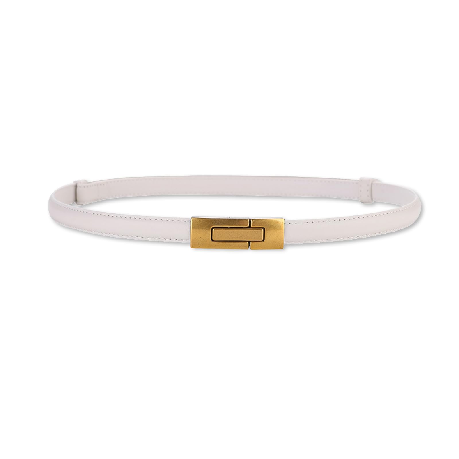 LumiSyne Women Skinny Leather Belt Simple Solid Color Vintage Metal Interlock Buckle Adjustable Thin Waist Belt Slim Belt Decoration Waistband For Dresses Jeans Pants Coat