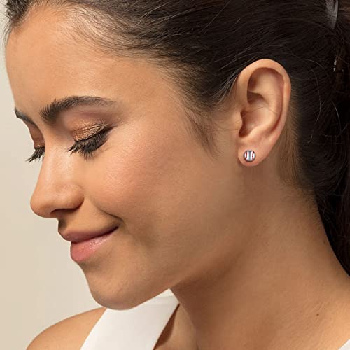 Chicsilver 925 Sterling Silver Ball Stud Earrings For Women Men Baseball Earrings Sports Accessories Jewelry Fans Gift #TOP1