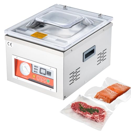 VEVOR Chamber Vacuum Sealer, DZ-260A 6.5 cbm/h Pump Rate, Excellent Sealing Effect with Automatic Control, 110V/60Hz Professional Foods Packaging Machine Used for Fresh Meats (260W)