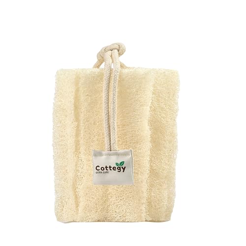Cottegy Egyptian Natural Loofah Exfoliating Body Scrubber - Eco-Friendly Bath & Shower loofah Sponge for Face & Body | 100% Natural Real Egyptian loofah, Ideal for Men & Women (1 Count (Pack of 1))