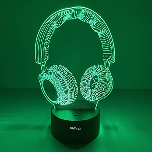Philoch Headset 3D Night Light, 3D Illusion Lamp LED Table Desk Decor 7 Colors Touch Control USB Powered Party Decoration Lamp for Home Décor Xmas Birthday Gifts