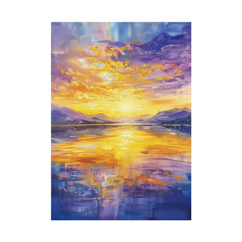 Impression sur toile paysage au coucher du soleil tableau decoration murale 60x80cm sans cadre