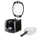 DOMO DO461FR Friteuse - 2,5 L - Voyant lumineux - Friteuse à huile avec ‘Cool touch’ - Thermostat réglable - 1800 W - Noir