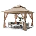 ABCCANOPY Pop Up Gazebo 13x13 - Outdoor Canopy Tent with Mosquito Netting for Patio Garden Backyard (Khaki)