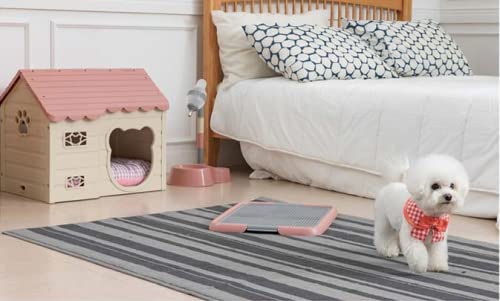 ALPHA DOG SERIES Indoor Dog Pet Puppy Potty Training Toilet Tray Pad Holder for Small and Medium Dogs (Pink) - Thumbnail 7