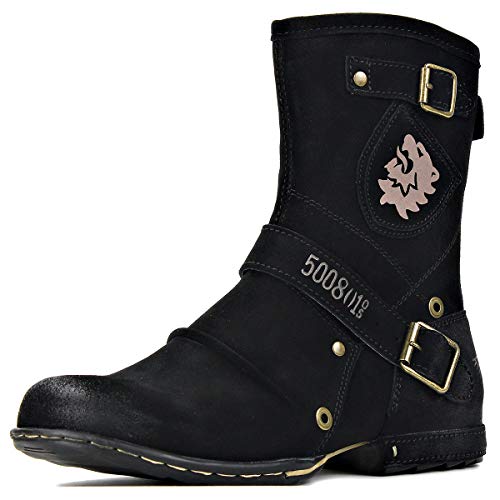 Osstone Moto Boots For Men Designer Fashion Zipper-Up Leather Chukka Western Boots Casual Shoes Os-5008-1-Hh-Suede Black Us 10 #TOP30