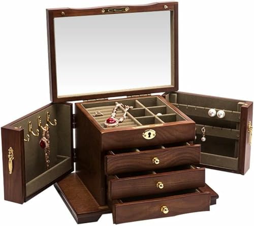 Boîte de rangement de bijoux en bois grand format pour éviter les nœuds