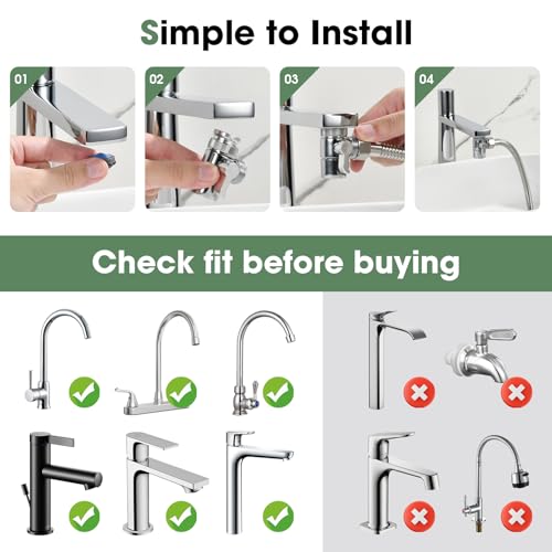 Miniatura 5 de Mornwaen Bidé De Ducha De Mano Para Grifo De Lavabo, Juego De Ducha De Acero Inoxidable Con Conector, Manguera Y Soporte Para El Cuidado Corporal, Para Bañar Mascotas Y Limpiar Pañales De Tela