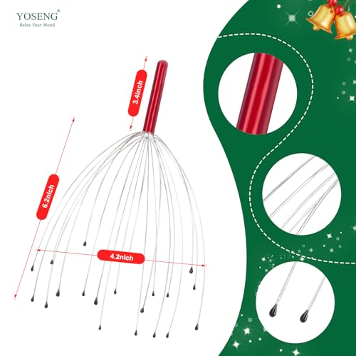 Yoseng Massageador de cabeça para couro cabeludo, com raspador nas costas, 20 dedos, arranhador de c