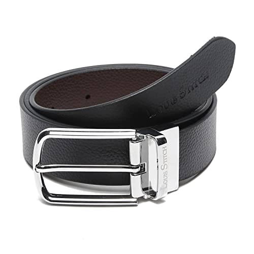 Image of LOUIS STITCH Men's Italian Leather Reversible Belt 1.25 inch (35mm) Handcrafted Formal Waist Band Officewear Men Gents Boys (Brown /Black) (FF-CS-)