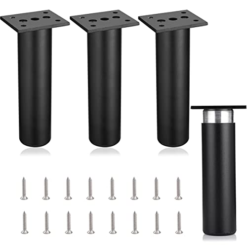 MixDora 4Pcs Adjustable Furniture Legs Black Metal Sofa feet Aluminum Alloy Couch Legs Wardrobe Foot Bed Feet Furniture Replacement Legs