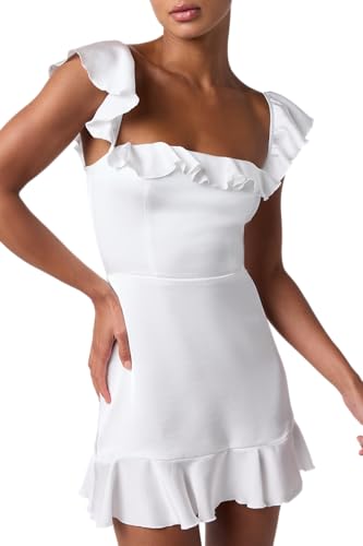 Lulus Sunny Square Neck Ruffle Smocked Back Mini Dress –