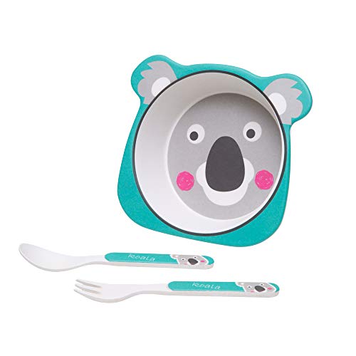 Kit Alimentação Coala Eco Girotondo Baby - 3 unidades, Girotondo Baby, Cinza/Azul/Branco