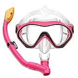 Kids Snorkel Set for Boys Girls Youth Junior Age from 5-13 Years Old Upgraded Dry Top Snorkel Mask Snorkeling Gear with Carrying Bag for Pool Swimming Diving Water Park Beach Vacation
