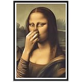 Vintage Humor Mona Lisa Pinching Nose Poster – Funny Bathroom Wall Art Decoration for Washroom Toilet Living Room Office and More – Aesthetic Family Wall Decor Prints 8X12 in Unframed