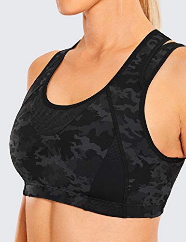 Syrokan Sports Bras For Women High Impact Mesh Full Coverage Racerback Support High Neck Wireless No Bounce Running Bra Camo Multi 6 Small #TOP2