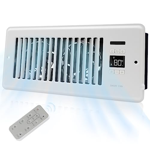Sanycasa 4” X 10” Ultra-Quiet Register Booster Fan Auto-Fan Speed Adjust With Thermostat Control Ac Vent Booster Fan For Better Heating And Cooling White #TOP25